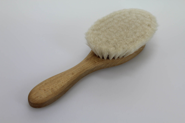 Baby-Haarbürste / Ziegenhaar weiß, oval mit Stiel, 15 cm